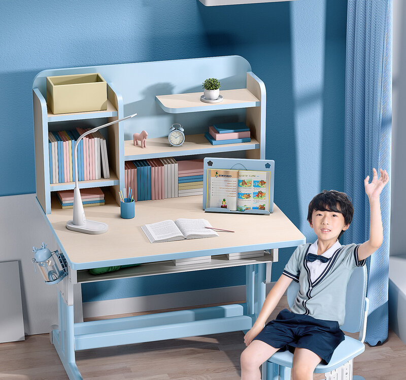 Tavolo da studio per bambini, set da casa, scrivania per studenti, scrivania regolabile, sedia da scrivania
