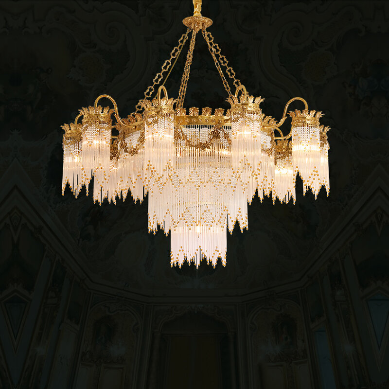 Lustre de cristal cobre francês sala estar quarto restaurante palácio tribunal luxo atmosfera hotel villa lâmpadas criativas