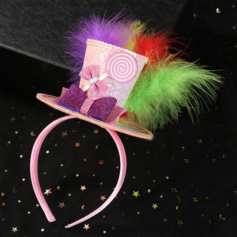 Lady Mini Top Hat Caps Feather Bowknot Top Hat Hair Hoop Birthday Tea Party Carnival Headwear accessori per capelli di carnevale