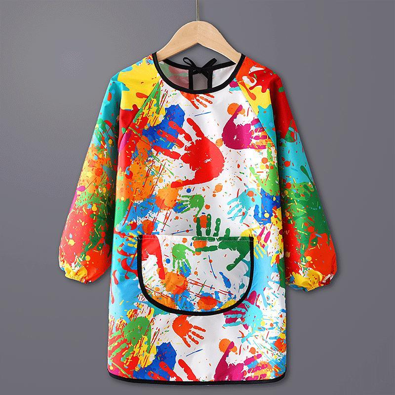 Kids Painting Smocks Waterproof Art Apron For Child 3-8 Years Kids Clothing for Painting Aprons with Long Sleeve Dressing Gifts