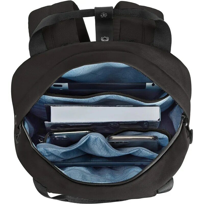 حقيبة ظهر نهارية مضادة للسرقة ، معالجة بالفضة ، سوداء ، مقاس واحد