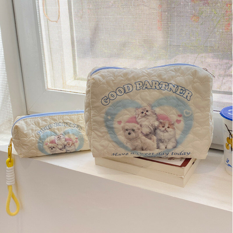 Lovely Cat Pencil Case Kawaii Real Shot Cat Puppy Stationery Pencil Bag High Capacity Scrapbook Cosmetics Storage Bag Student