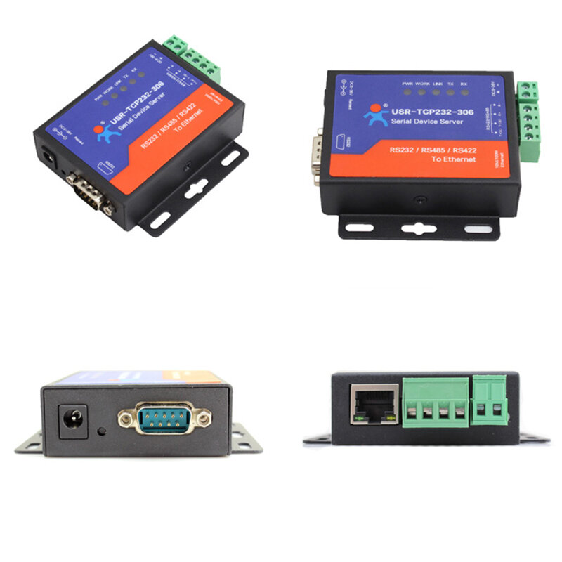 USR-TCP232-306 Industrial Serial Port RS232 RS485 RS422 To Ethernet TCP/IP Server Converter IOT Device