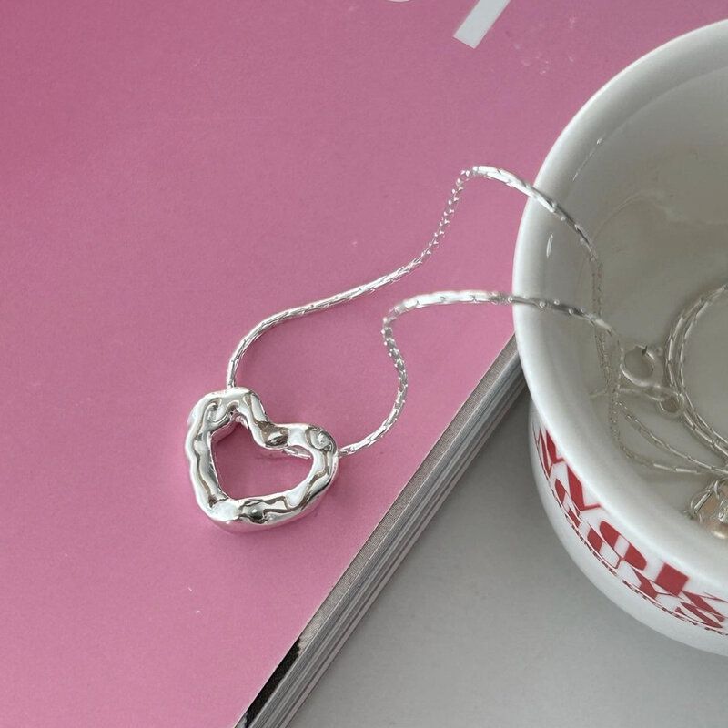 Collier pendentif coeur en argent 925 pour femme, bijoux minimalistes, beau, mode