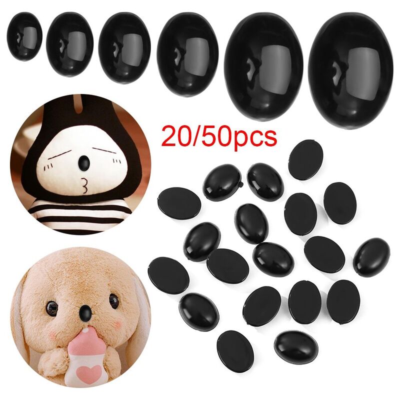 20/50 Buah Boneka Mata Oval Plastik Hitam Hidung Pengaman untuk Boneka Beruang Boneka Hewan Kerajinan DIY Mainan Anak-anak Boneka Aksesori Mata