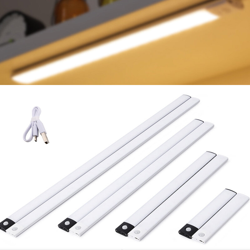 10-40CM Ultra cienki LED szafka lekka światło na czujnik ruchu bezprzewodowy USB akumulator do kuchni szafa sypialniana oświetlenie