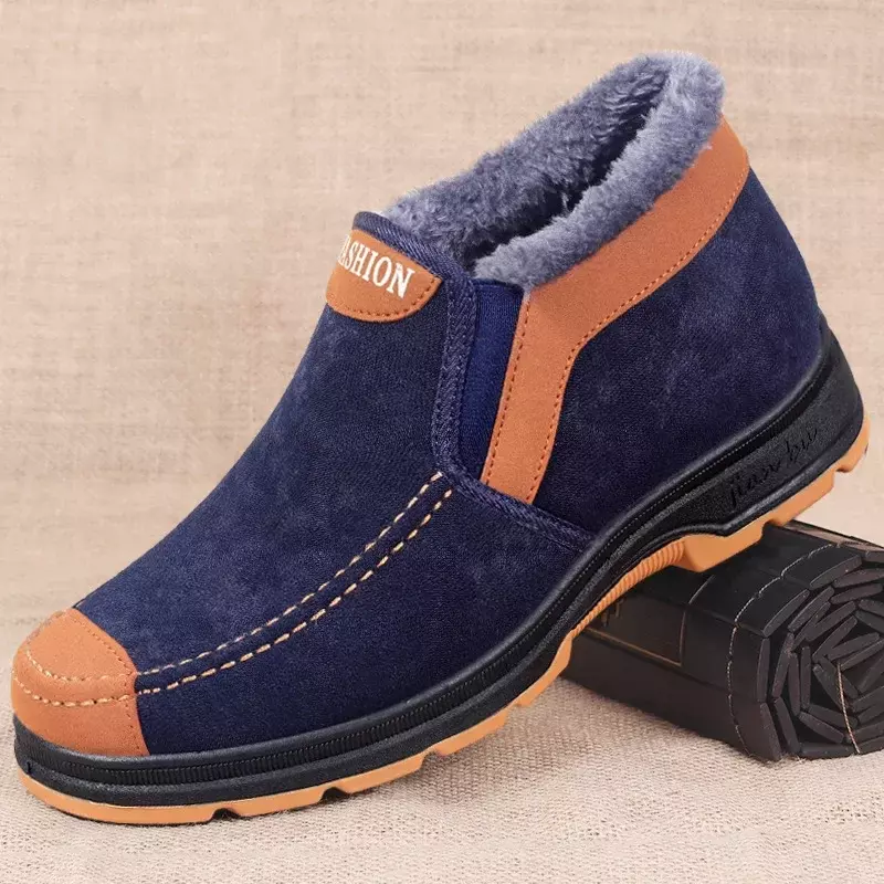 Botas de neve engrossas masculinas, sapatos de algodão quente, sapatos de caminhada confortáveis, moda inverno, 2024