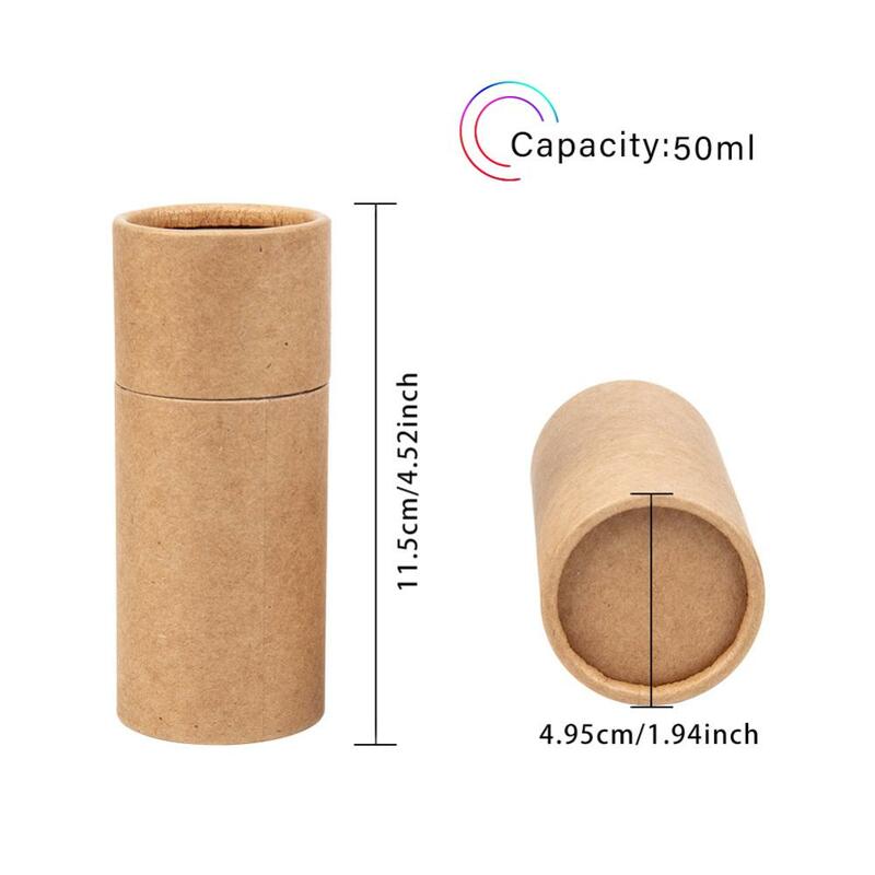 12Pcs Kraft Paper Packaging Boxes 50ml Round Tube Storage Containers Jars for Pencils Tea Cosmetic Crafts Gift Packing Bottles