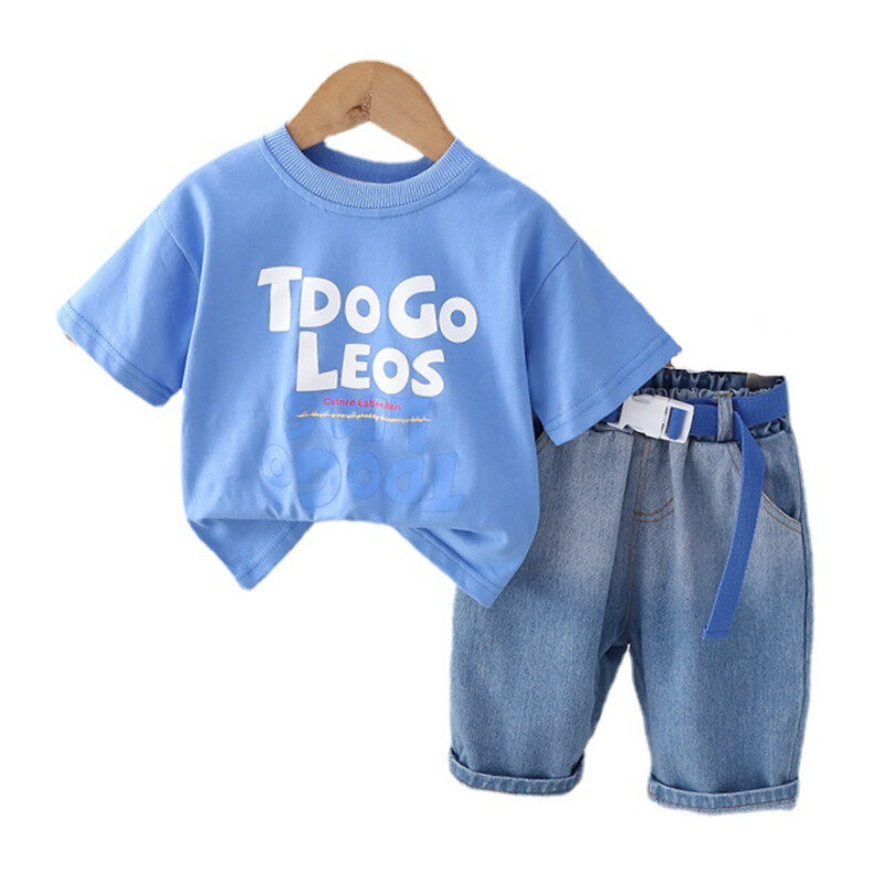 Conjunto de ropa de verano para bebé, traje de camiseta con letras y pantalones cortos, chándal informal para niño pequeño, 2 unidades