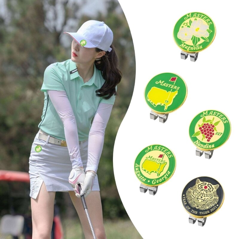 Golf Ball marcador com padrão chapéu clipe engraçado Golf Ball marcador chapéu clipe R66E