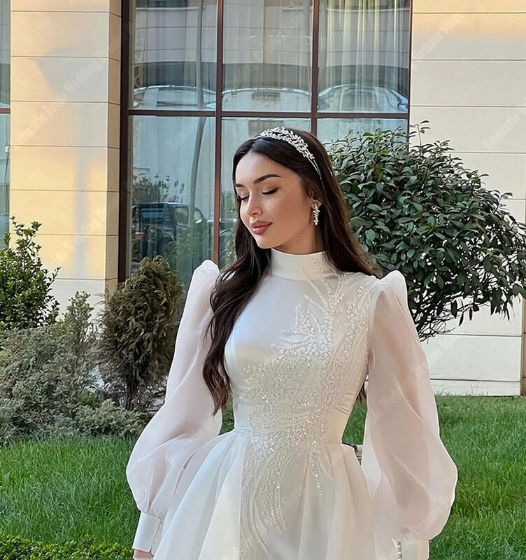 Elegant Wedding Dress Sweet Layered Large Skirt Hem Appliques Princess Wedding Gowns Customized Long Sleeves Vestidos De Novia