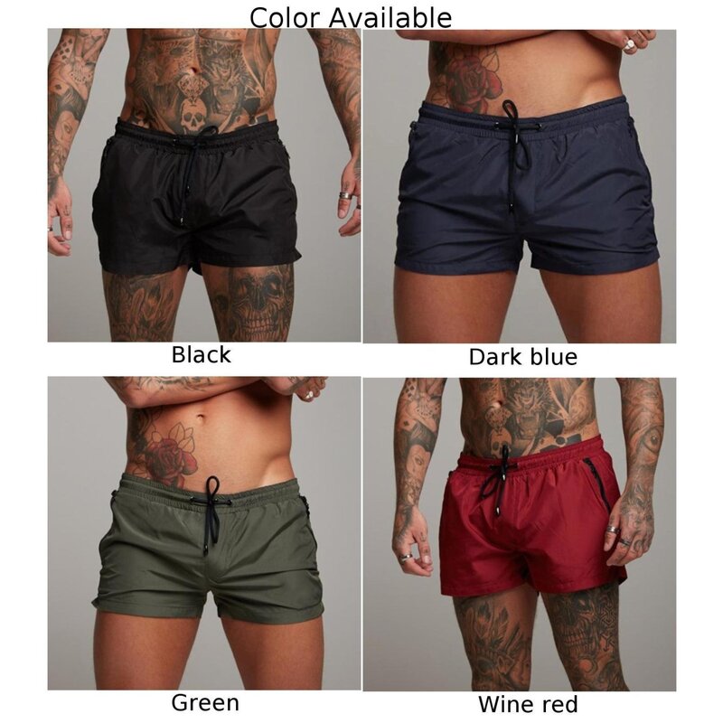 Pantalones cortos de poliéster para hombre, Shorts para correr regulares, gimnasio, vacaciones, Color sólido, deportes, playa, Verano