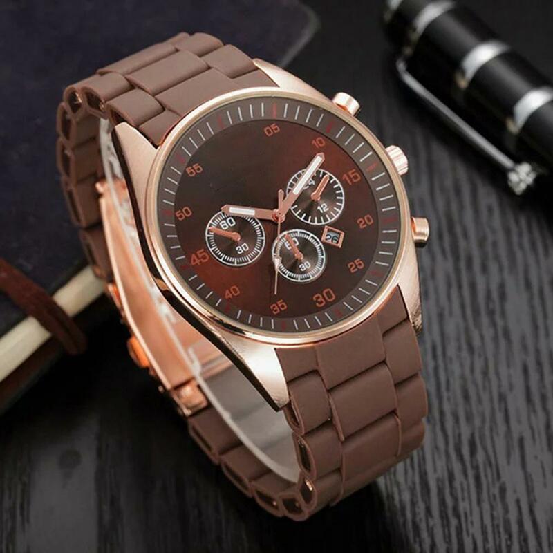Men Stainless Steel Watch Stylish Men's Quartz Watch with Stainless Steel Band Three Small Dials for Accurate for Daily