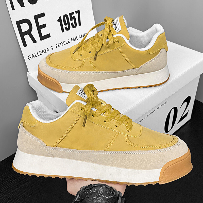 Vendita calda scarpe Casual traspiranti da uomo Harajuku Style Sneaker Fashion Yellow Sneakers da uomo 2024 Platform Walking scarpe sportive da uomo