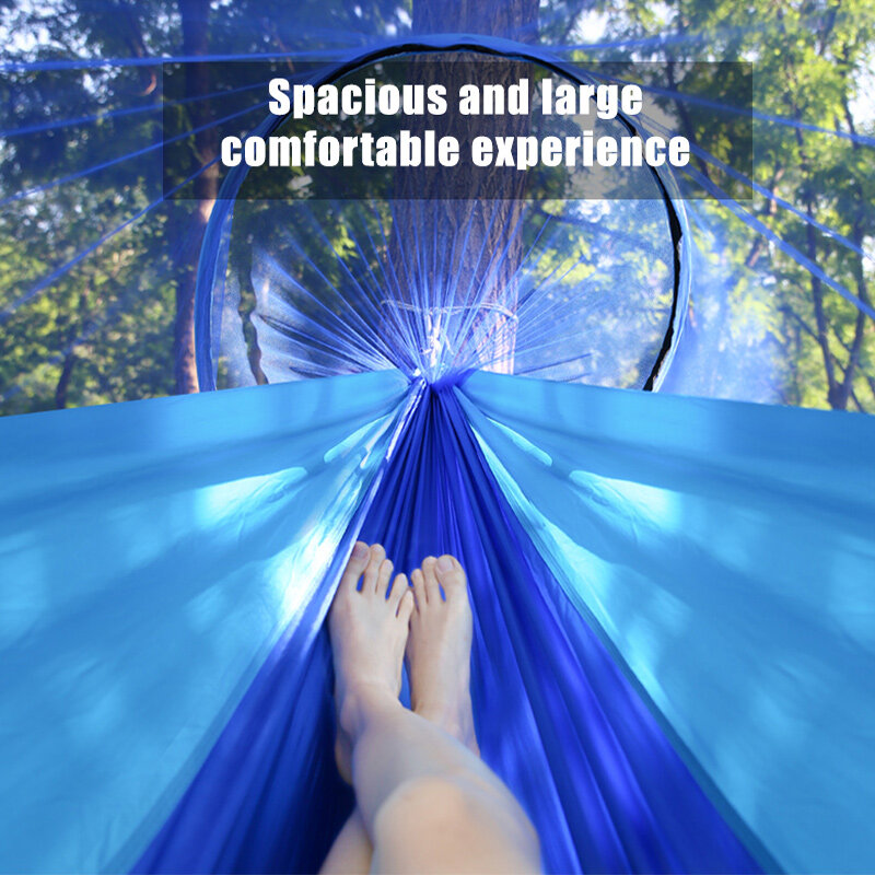 Double hamac de Camping en plein air, avec moustiquaire et bâche de pluie, Parachute léger, pour voyage et randonnée, 260x140cm