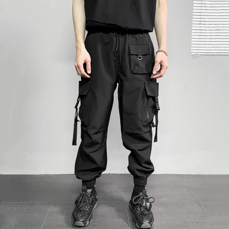 2024 Summer New Arrival Men Multi-pocket Tactical Cargo Pants Y2K High Street Punk Style Techwear Cuffed Pants pantalones шорты