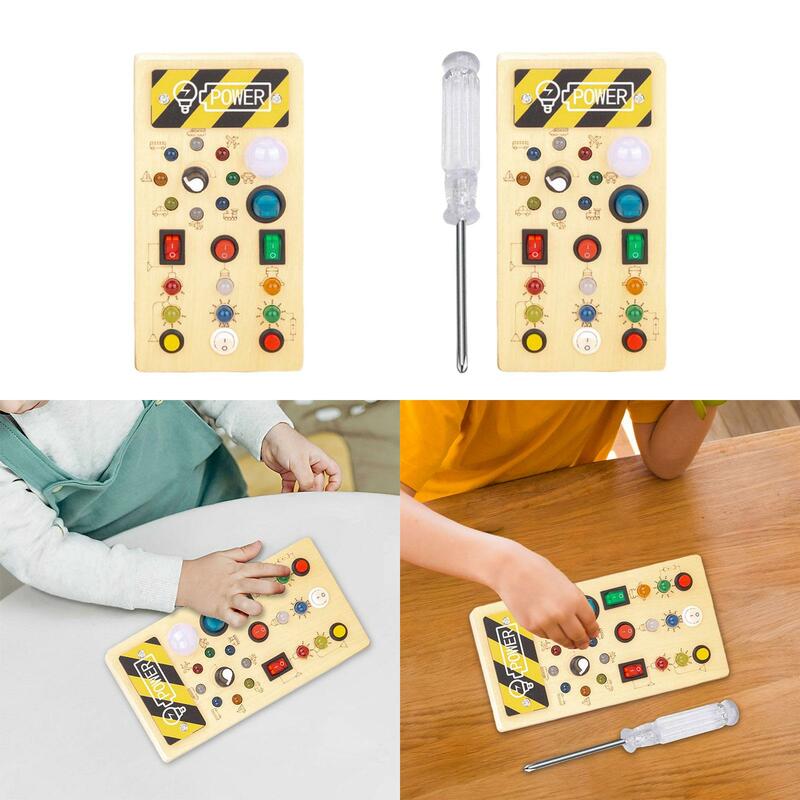 Wooden Busy Board with Light Switches Fine Motor Skills Sensory Toys Valentines Day Gifts for Kids for Children Holiday Gifts