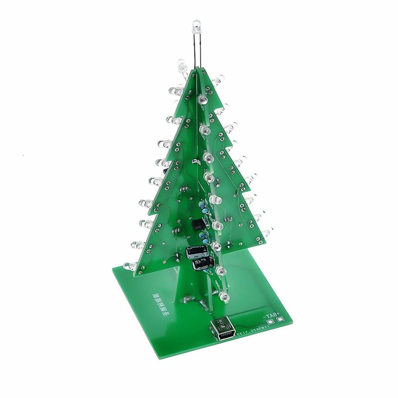 Trójwymiarowy zestaw choinka bożonarodzeniowa LED 3D DIY czerwony/zielony/żółty zestaw lampa błyskowa LED RGB elektroniczny zestaw do zabawy