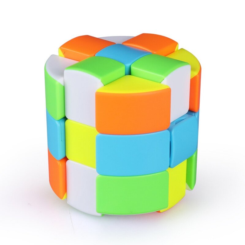 Qiyi Cubo de barril sin pegatinas, cubo mágico de cilindro de forma extraña, cubo Mgaic Twisty, juguetes de rompecabezas educativos y de aprendizaje, 3x3x3