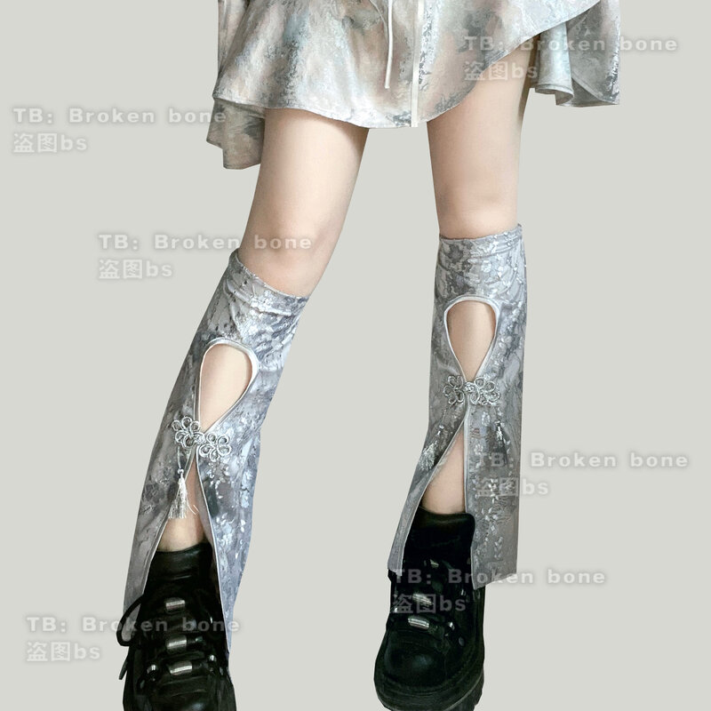 التصميم الأصلي فاسق فتاة اليابانية طوكيو الأبيض الساق غطاء الدم طباعة جوارب السيقان الساق كم القوطية النساء الملابس