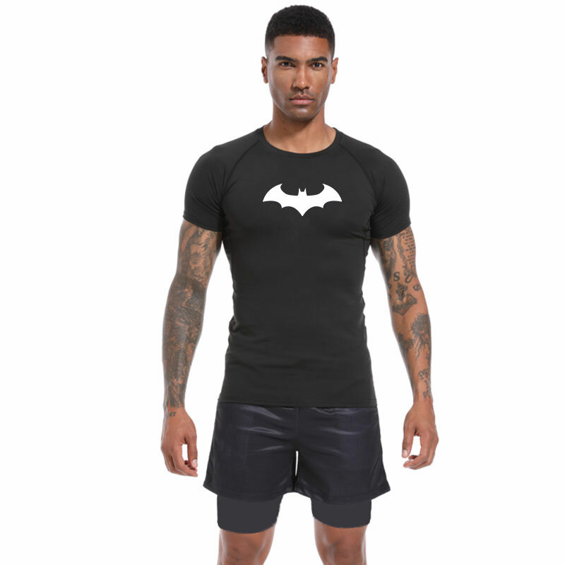 Breathable Men's T Shirt Outdoor Training Fitness Gym Jogging Running Sweatshirt Bat/-Man Compression Shirts Tights Rashguard
