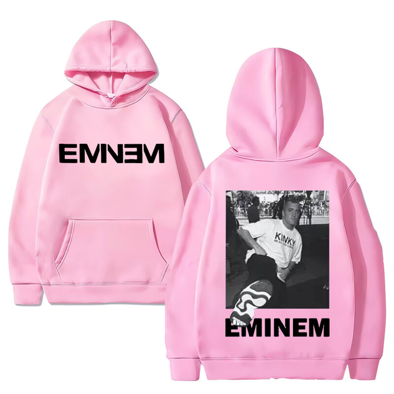 Moletom de hip hop extragrande para homens e mulheres, rapper Eminem, manga comprida preta, moletons de lã, pulôveres vintage casuais, moda unissex