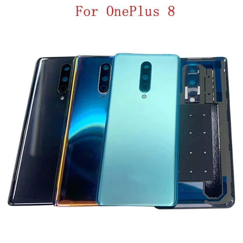 Battery Cover Rear Door Housing Case For OnePlus 8 Back Cover with Camera Frame Lens Logo Repair Parts