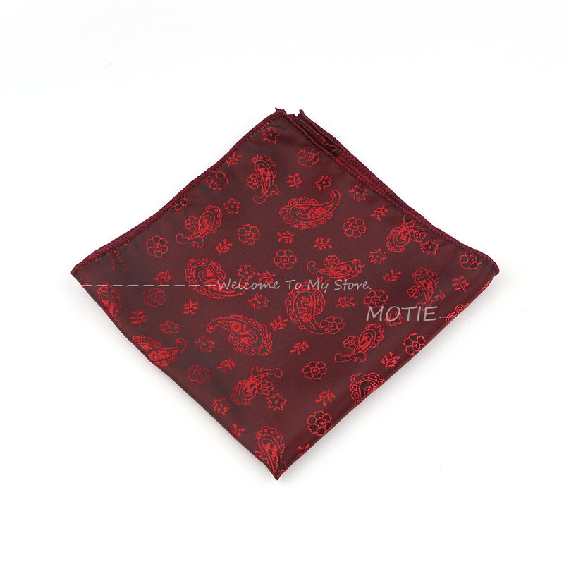 Men's Casual Polyester Paisley Hanky Pocket Square Hankies Blue Hankerchief Business Wedding Party Gift for Man Accessories Gift