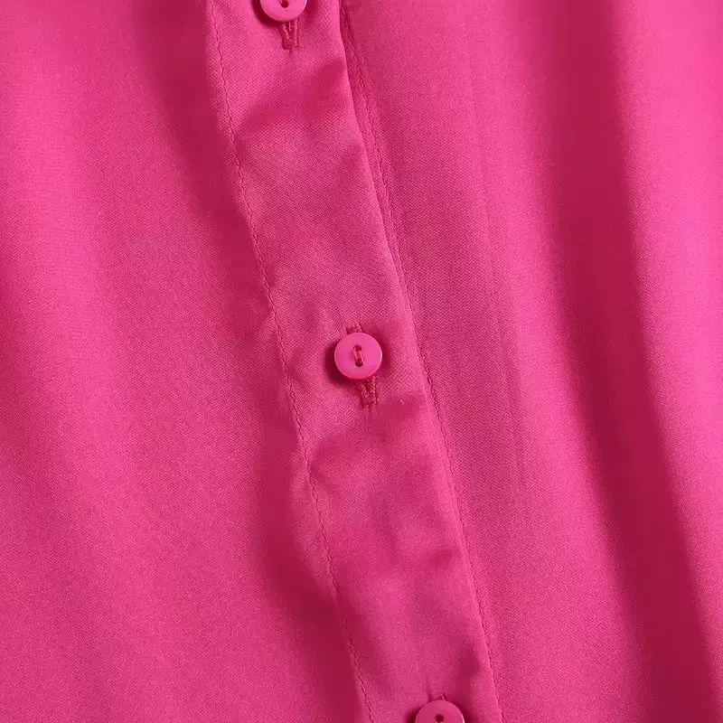 Camisas de seda macia de duas cores para mulheres, camisas de botão coringa, tops chiques retrô, versão solta, moda, 2023