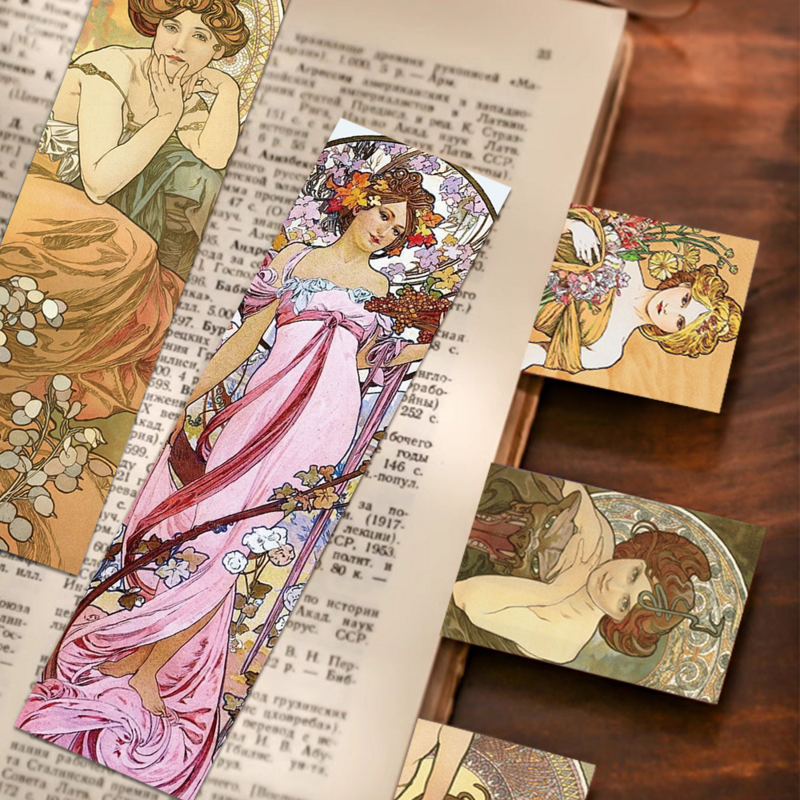 Bookmark Mucha 30pcs hadiah lukisan klasik Set seni bookmark kreatif dipersonalisasi indah budaya dan kreatif
