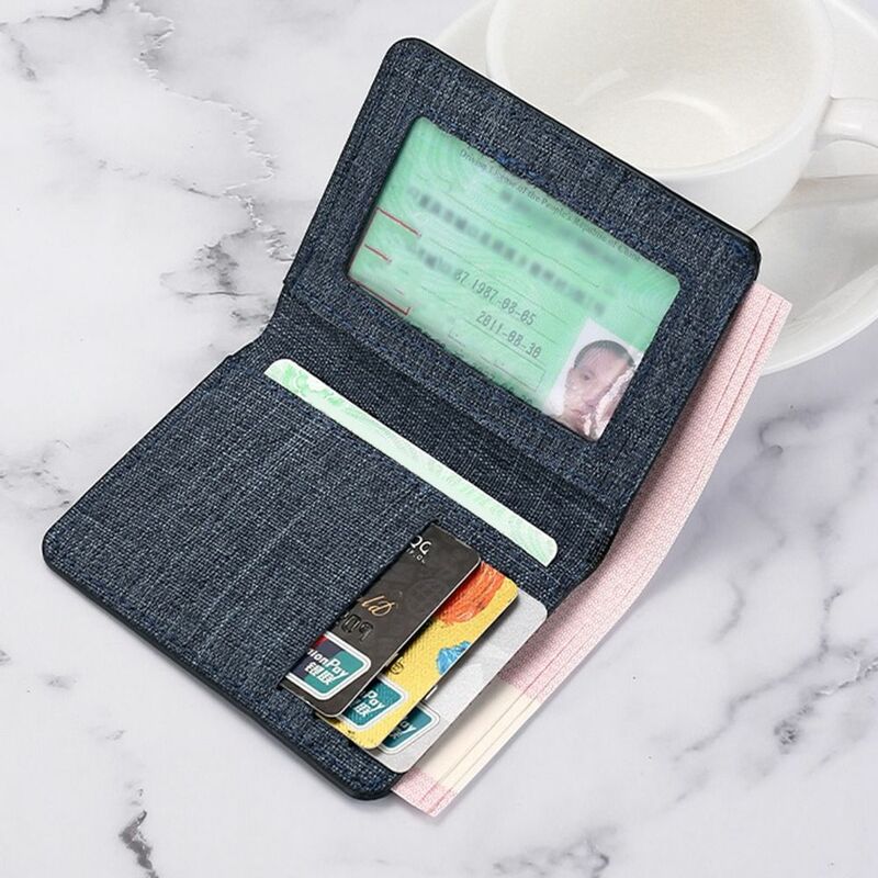 Bifold Frauen Männer kurze Brieftasche tragbare Leinwand Reiß verschluss Geldbörse Mehrzweck-Visitenkarte halter mit mehreren Taschen
