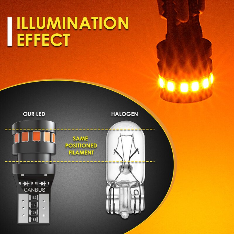 Bombillas LED T10 W5W para Interior de coche, luz de lectura, marcador, 2015, 168, 194, color naranja y rojo, alta calidad, 2 unidades