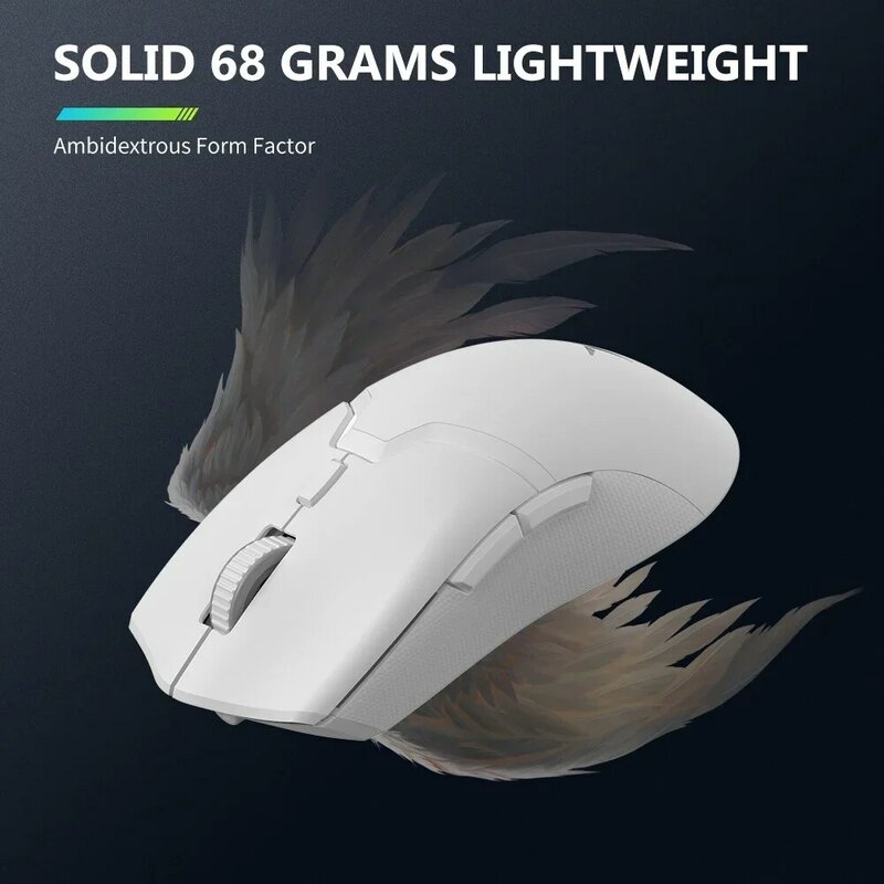 Delux M800 PRO PAW3395 White Wireless Bluetooth Gaming Mouse 26000DPI Optical Computer Office Mouse Macro Drive For Laptop PC