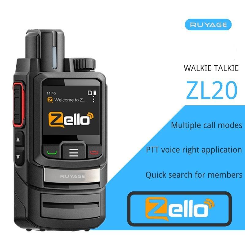 Ruyage zl20 walkie talkie zello 4g rádio com cartão sim wi-fi bluetooth profesional de longo alcance poderoso em dois sentidos radio100km