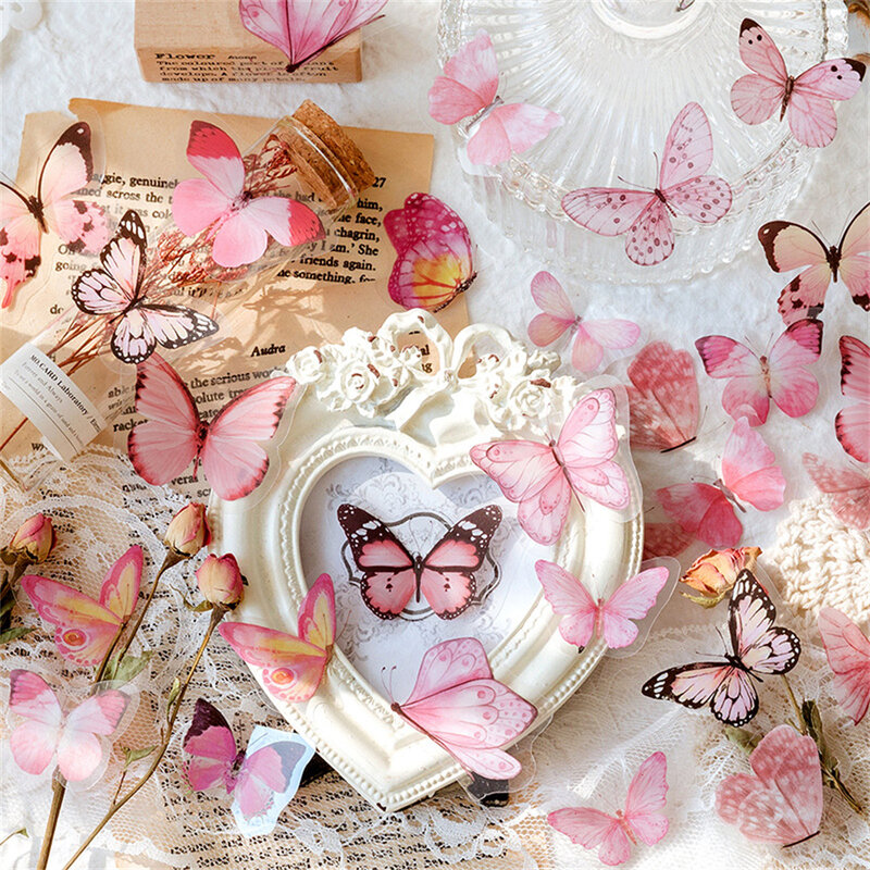 40pcs adesivi decorativi a farfalla per Scrapbooking adesivi trasparenti per animali domestici adesivi per Album di diario fai da te stazionario coreano