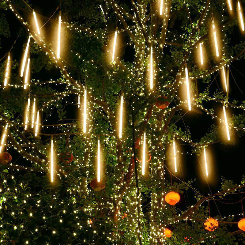 Guirlandes Lumineuses LED Pluie de Pluie de Pluie de Météores pour Décorations Extérieures, Cascade Étanche, Ensemble de Longueur de Lampe, 30cm, 8 Pièces