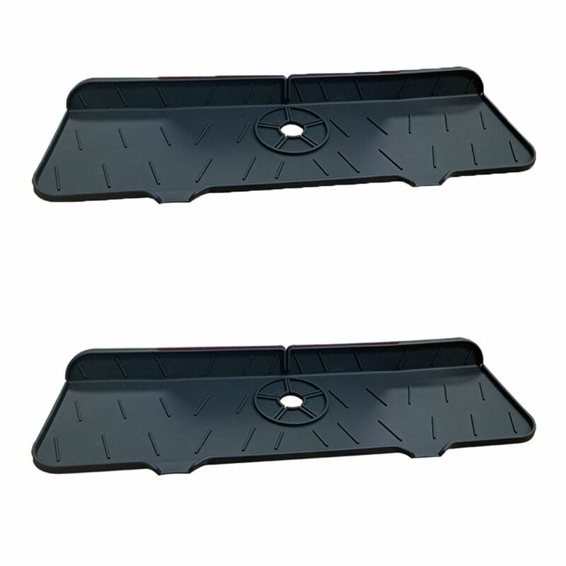 Protector de salpicaduras para fregadero de cocina, accesorio plegable de silicona, color negro, 2 piezas
