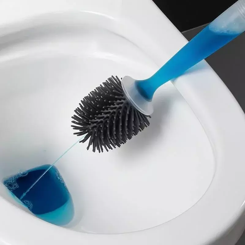 Juego de cepillos de inodoro recargables para detergente, montado en la pared con soporte, cepillo de silicona TPR para herramientas de limpieza de esquinas, accesorios de baño