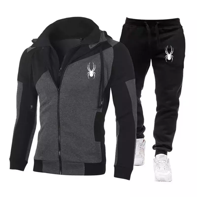 2024New Men's Autumn Winter Sets Zipper Hoodie+Pants Pieces Casual Tracksuit Male Sportswear Brand Clothing Sweat Suit
