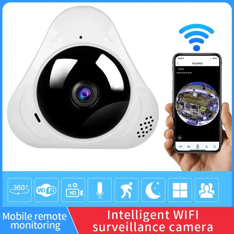 비전 CCTV 감시 카메라, 360 도, 와이파이 1080P 보안 보호, 스마트 호 파노라마 어안 IP 카메라, 야간