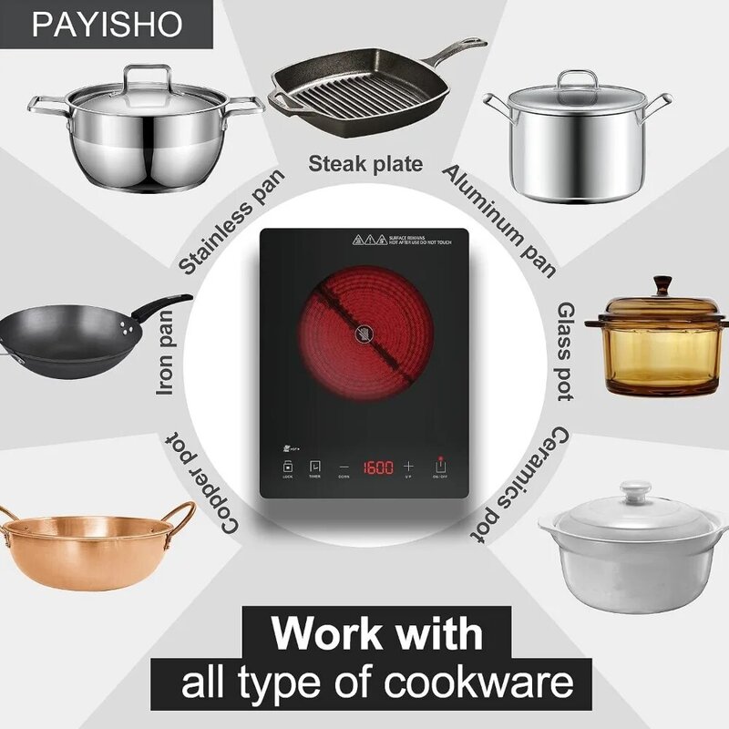 Single Burner Portable Induction Cooktop for Cooking Ultra-thin Electric Stove Infrared Burner Cooker,Combo Pack
