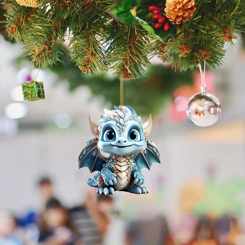 Ornement de Noël acrylique Dragon Baby Egg, pendentif, arbre de Noël, accessoires de Noël, 2023