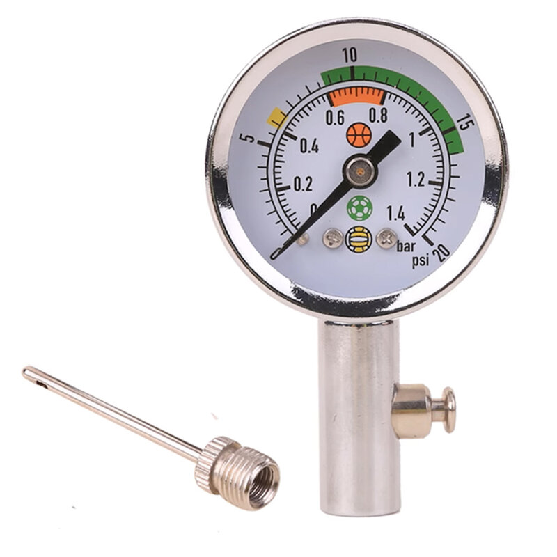 Ball Pressure Gauge Metal Mini Utility Air Pressure Gauge Barometer Tool For Basketball Football Volleyball