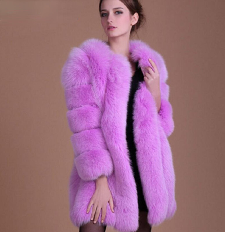 Mulheres fino longo inverno casaco de pele do falso moda de luxo venda quente longo casaco de pele do falso casaco teddy casaco inverno feminino plus size