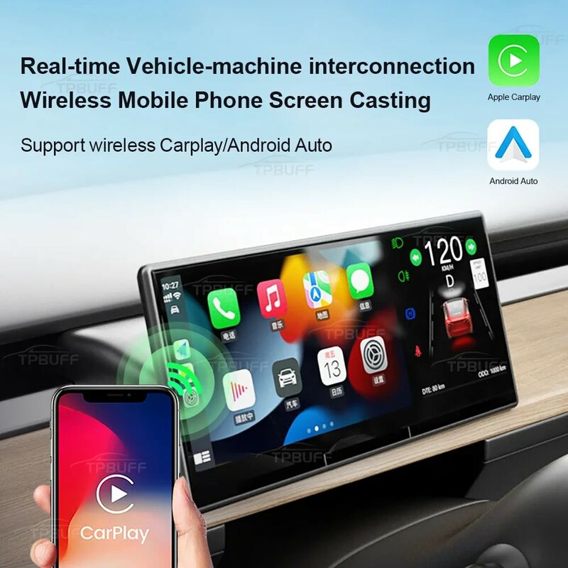 หน้าจอแดชบอร์ด2024 tpbuff สำหรับ Tesla รุ่น Y 3 Highland Head Up Display กล้องด้านหน้าสนับสนุน CarPlay Android Auto 2023