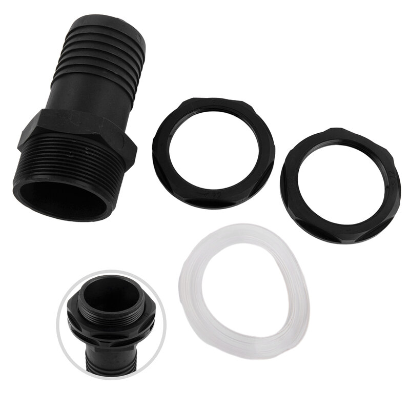 Black Quick Connector Hight Quality Garden Watering Connector & Nut Fits 1in + Washer Hight Quality Overflow Connector