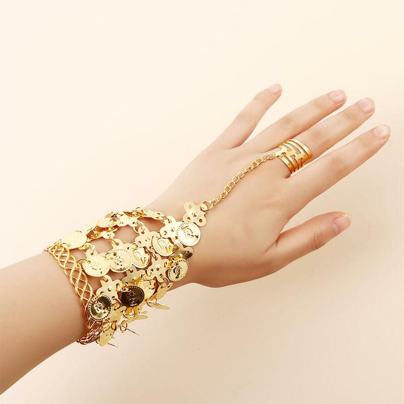 Bracelet à Paillettes de Style Bohème Indien pour brevdu Ventre, Accessoire de Performance avec Perles et Serre-Tête en Diamant