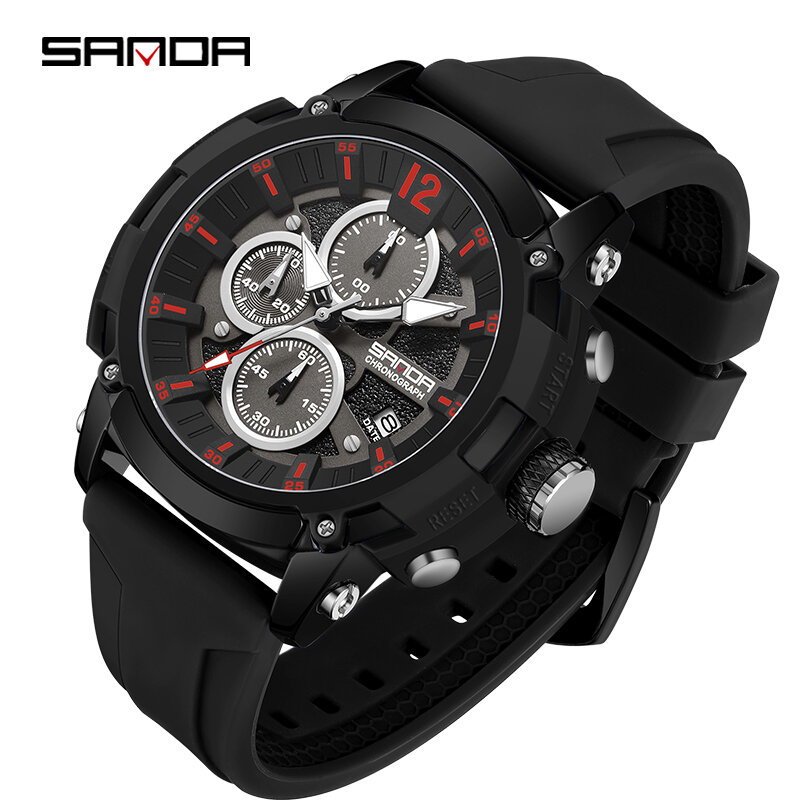 SANDA 5312 Waterproof Quartz Wristwatch Luxury Casual Male Clock New Sport Watch For 2023 Men Fashion Date Stopwatch