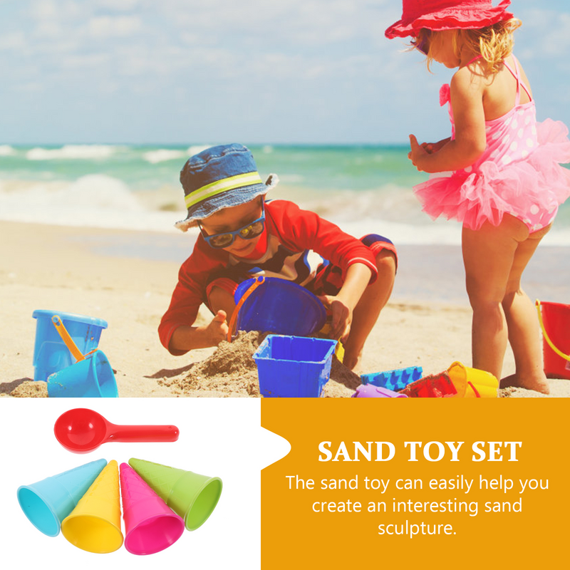 Brinquedo de praia para crianças, 1 conjunto, brinquedo de areia, sorvetes e colher