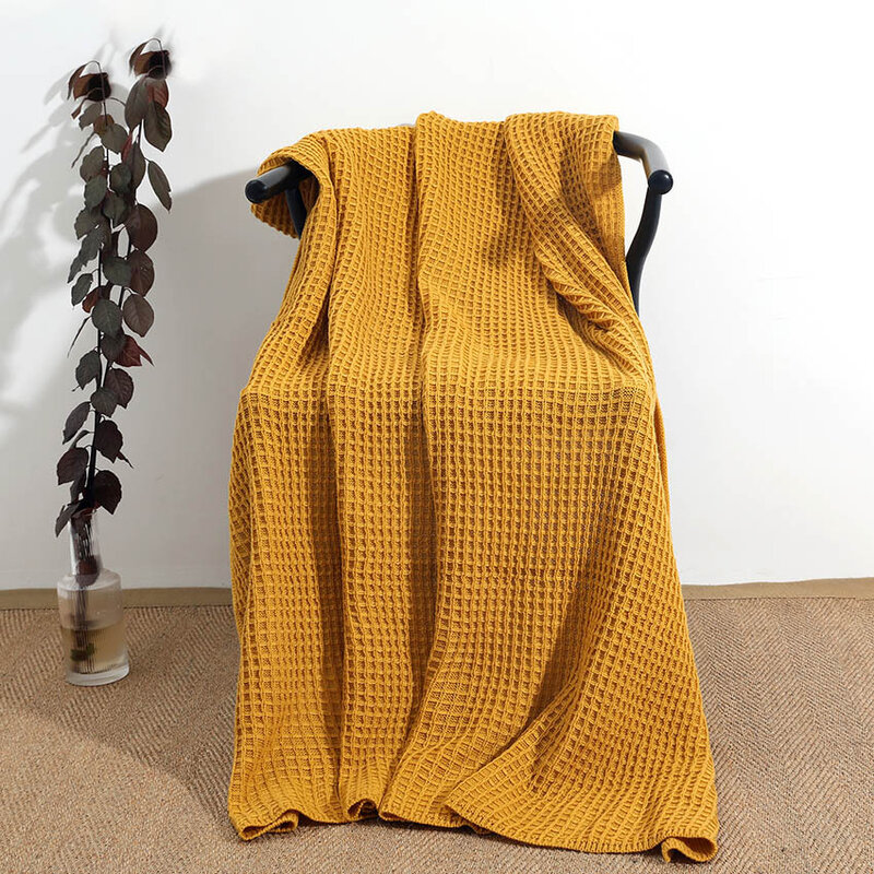 Selimut rajut Sofa Chunky, selimut lempar warna Solid Nordik seprai warna polos lembut nyaman 150*130cm